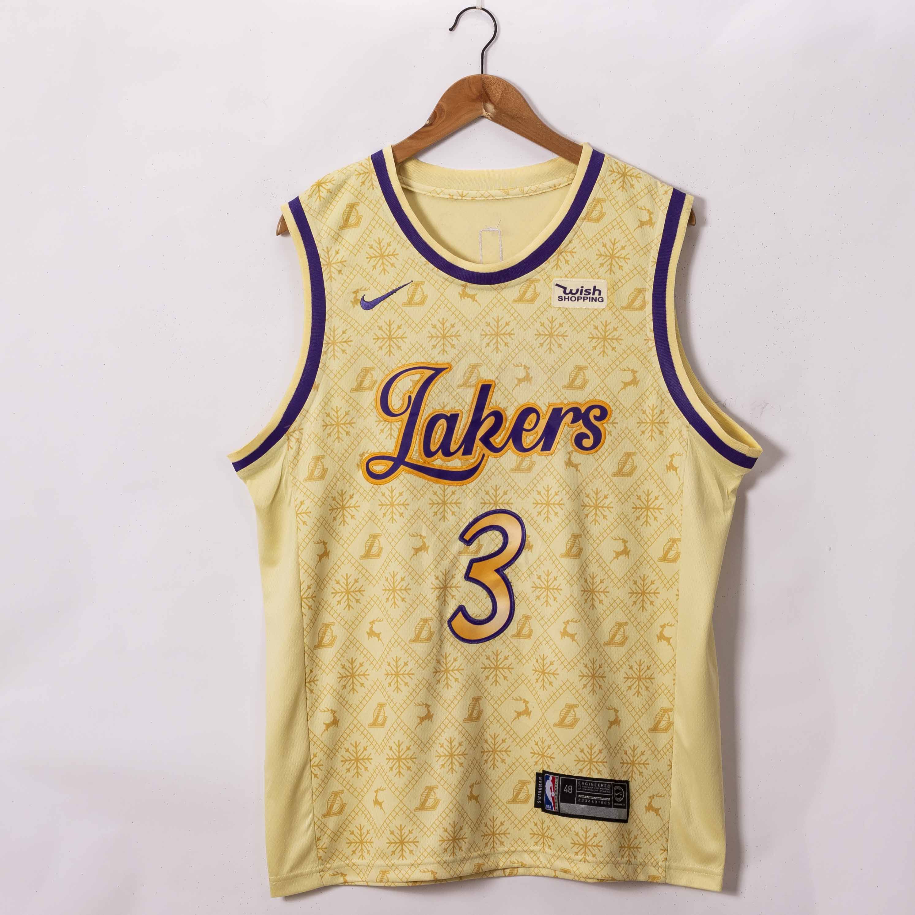 Men Los Angeles Lakers #3 Davis Yellow 2021 Nike Game NBA Jersey